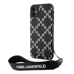 Karl Lagerfeld Monogram Losange Saffiano dėklas iPhone 11 / Xr - juodas