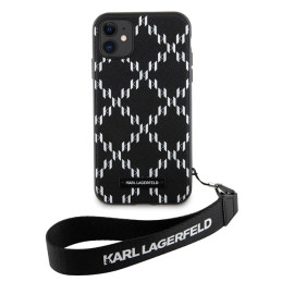 Karl Lagerfeld Monogram Losange Saffiano dėklas iPhone 11 / Xr - juodas