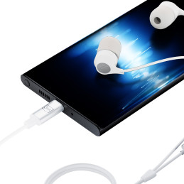 3mk Wired Headphones laidinės ausinės su USB-C jungtimi – baltos spalvos