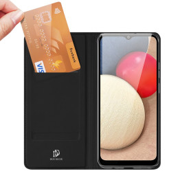 DUX DUCIS Skin Pro dėklo dėklo dangtelis su atvartu Samsung Galaxy A02s EU juodas