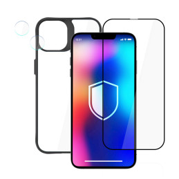 3mk Comfort Set 4 in 1, skirtas iPhone 14 – dėklas, 2x stiklas, aplikacijos rėmelis