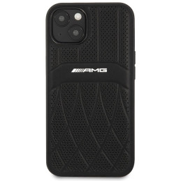 AMG Leather Curved Lines dėklas iPhone 13 - juodas