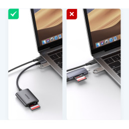 Ugreen CM401 USB C 5Gb/ s SD/ TF kortelių skaitytuvas - pilkas