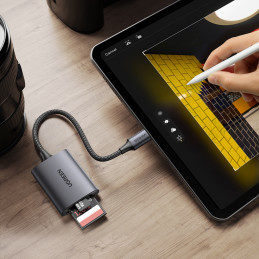 Ugreen CM401 USB C 5Gb/ s SD/ TF kortelių skaitytuvas - pilkas