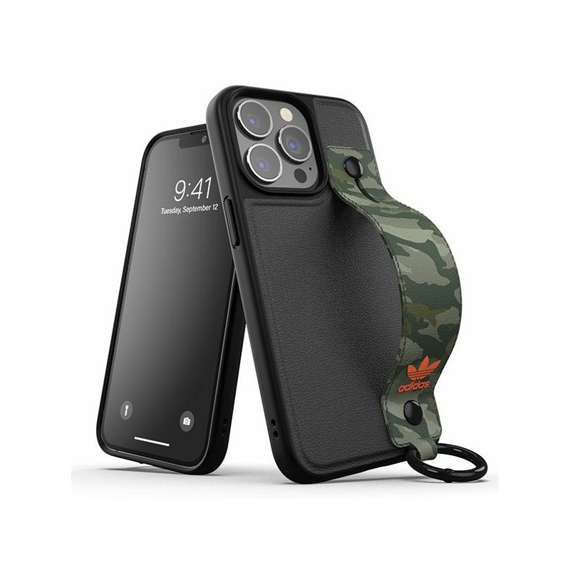 Adidas OR Hand Strap Case iPhone 13 Pro / iPhone 13 - juoda ir žalia