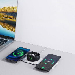 Dudao A11N 15W 3in1 indukcinis įkroviklis - baltas + USB-C / USB-C laidas