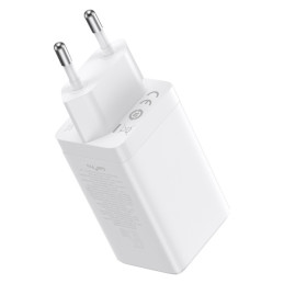 GaN greitas įkroviklis 2xUSB C 1xUSB 65W Baseus GaN5 Pro + USB C - USB C 100W laidas - baltas