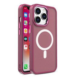 Magnetinis dėklas su MagSafe Color Matte Case iPhone 15 Pro Max - bordo spalvos