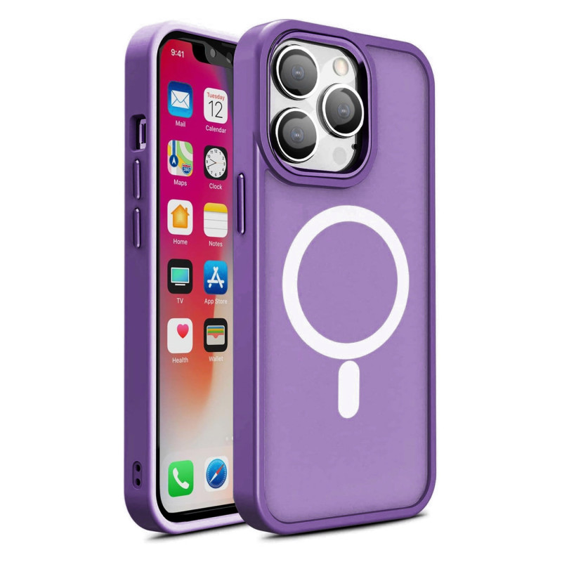 Magnetinis dėklas su MagSafe Color Matte Case iPhone 15 Pro - violetinė