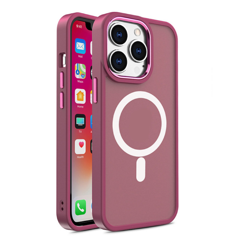 Magnetinis dėklas su MagSafe Color Matte Case iPhone 15 - bordo