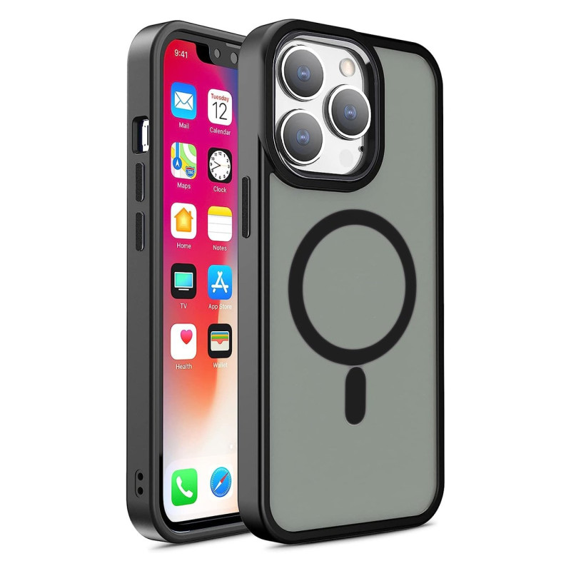 Magnetinis dėklas su MagSafe Color Matte Case iPhone 15 - juodas