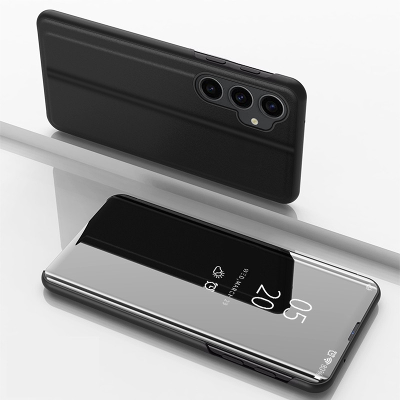 Kietas atverčiamas dėklas, skirtas Samsung Galaxy S23 FE Clear View Case - juodas