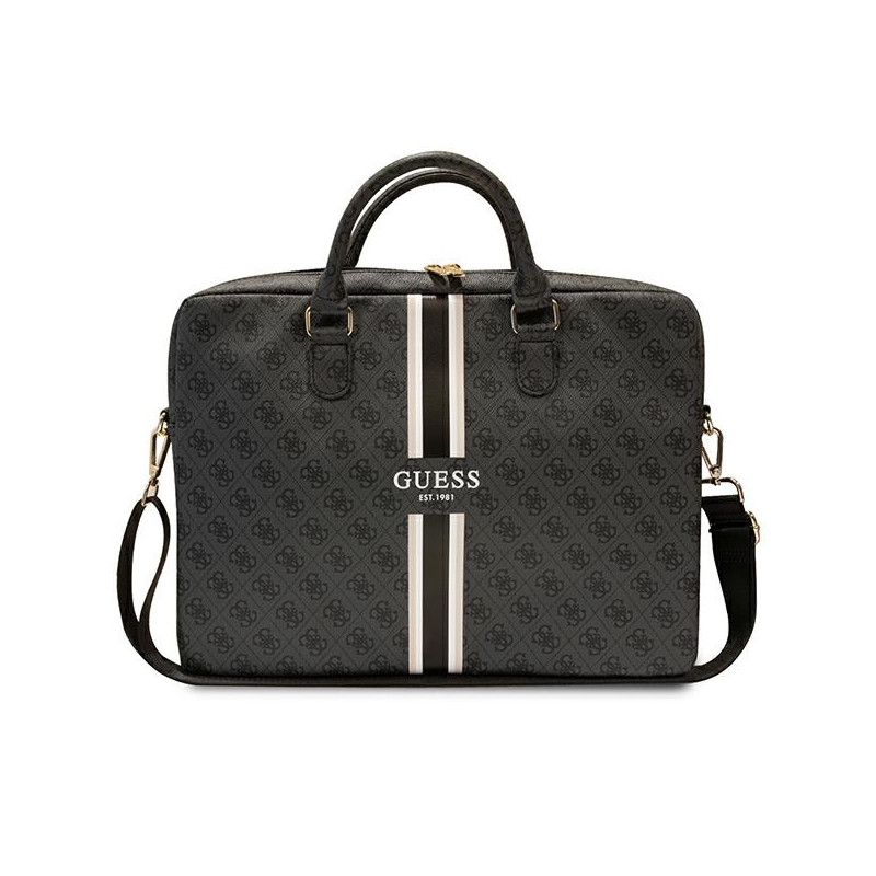 Guess 4G Printed Stripes krepšys 16" nešiojamam kompiuteriui - juodas