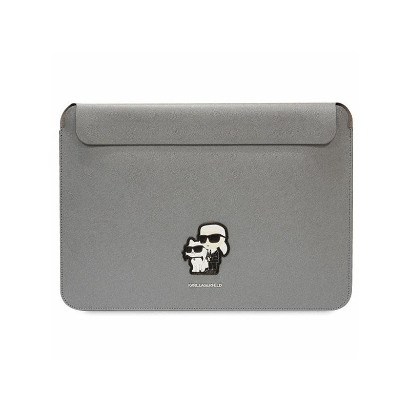 Karl Lagerfeld Saffiano Karl&Choupette dėklas 16" nešiojamam kompiuteriui - sidabrinis