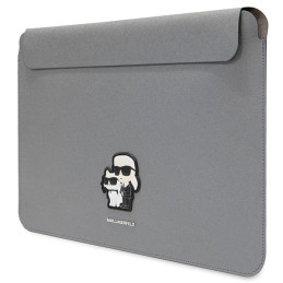 Karl Lagerfeld Saffiano Karl&Choupette dėklas 16" nešiojamam kompiuteriui - sidabrinis