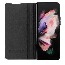 Nillkin Qin Leather Pro odinis dėklas su fotoaparato apsauga, skirtas Samsung Galaxy Z Fold 5 – juodas