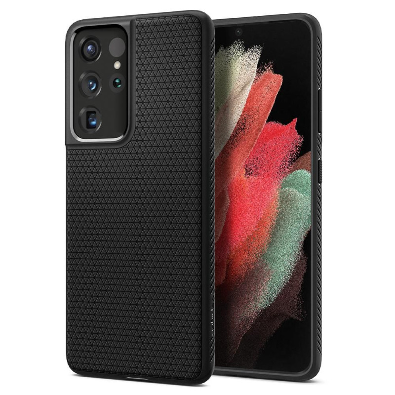 Spigen Liquid Air dėklas, skirtas Samsung Galaxy S21 Ultra - matinė juoda