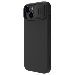 Nillkin CamShield šilkinis silikoninis dėklas, skirtas iPhone 15 Plus su fotoaparato apsauga – juodas