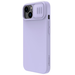 Nillkin CamShield šilkinis silikoninis dėklas, skirtas iPhone 15 Plus su fotoaparato apsauga – violetinė