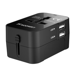 Wozinsky WUTWC kelioninis adapteris universalus 24W EU / US / AUS / UK / 2x USB-A - juodas
