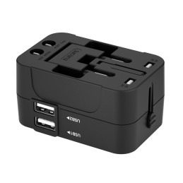 Wozinsky WUTWC kelioninis adapteris universalus 24W EU / US / AUS / UK / 2x USB-A - juodas