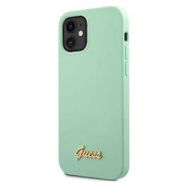 Guess Metal Logo Script dėklas iPhone 12 mini - žalias
