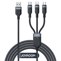 Joyroom Multi-Use Series S-A18 3in1 USB-A - Lightning / USB-C / mikro USB kabelis 1,2 m - juodas