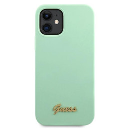 Guess Metal Logo Script dėklas iPhone 12 mini - žalias