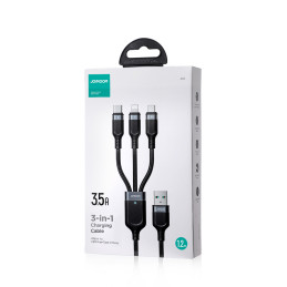Joyroom Multi-Use Series S-A18 3in1 USB-A - Lightning / USB-C / mikro USB kabelis 1,2 m - juodas