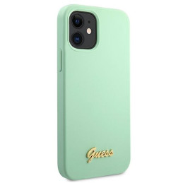 Guess Metal Logo Script dėklas iPhone 12 mini - žalias