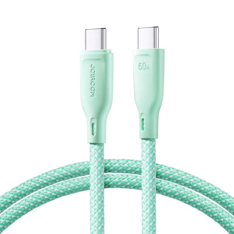 Joyroom Multi-Color Series S-A34 USB-C / USB-C PD kabelis 60W 1m - žalias