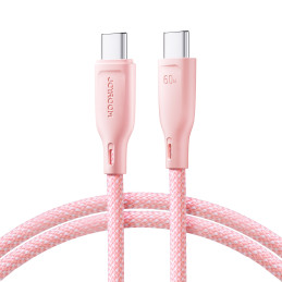 Joyroom Multi-Color Series S-A34 USB-C / USB-C PD kabelis 60W 1m - rožinis