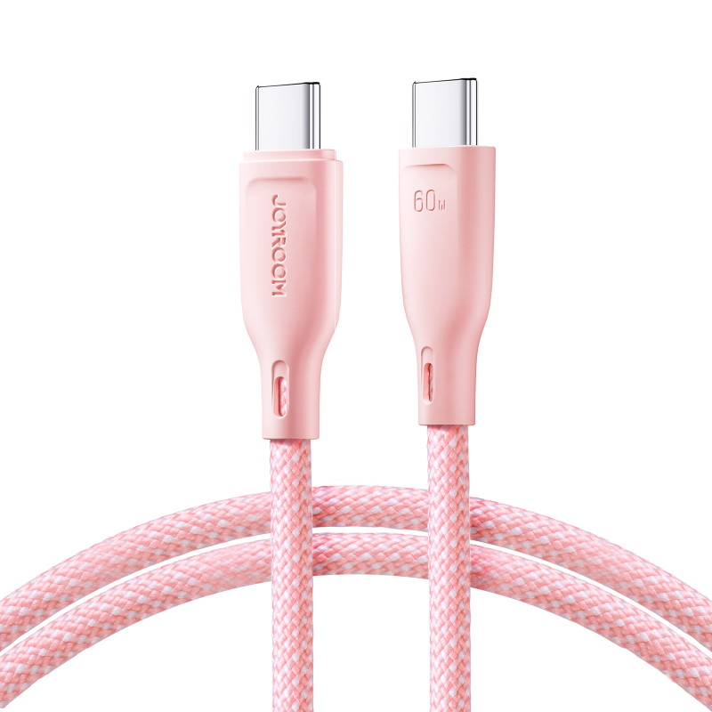 Joyroom Multi-Color Series S-A34 USB-C / USB-C PD kabelis 60W 1m - rožinis