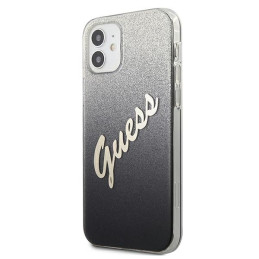 Guess Glitter Gradient Script dėklas iPhone 12 mini - juodas
