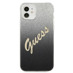 Guess Glitter Gradient Script dėklas iPhone 12 mini - juodas
