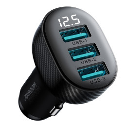 Joyroom JR-CCD03 3.4A automobilinis įkroviklis su 3x USB-A ekranu – juodas