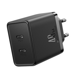 Joyroom JR-TCF09 greitas įkroviklis 2x USB-C 40W - juodas