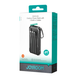 Powerbank 10000mAh Joyroom JR-L016 su įmontuotais USB-C/ mikro USB/ Lightning laidais – juodas