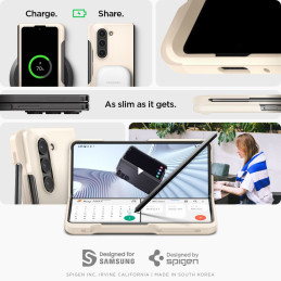 Spigen Thin Fit Pen dėklas, skirtas Samsung Galaxy Z Fold 5 - smėlio spalvos