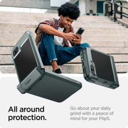 Spigen Tough Armor Pro dėklas, skirtas Samsung Galaxy Z Flip 5 - tamsiai žalias