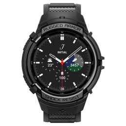 Spigen Rugged Armor Pro dėklas su dirželiu, skirtas Samsung Galaxy Watch 6 Classic (47 mm) - juodas