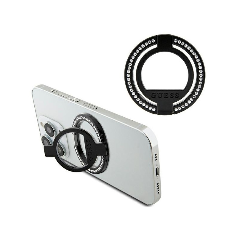 Guess MagSafe Ring Kalnų krištolinis laikiklis - juodas