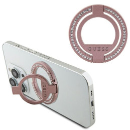 Guess MagSafe Ring Rhinestone laikiklis - rožinis