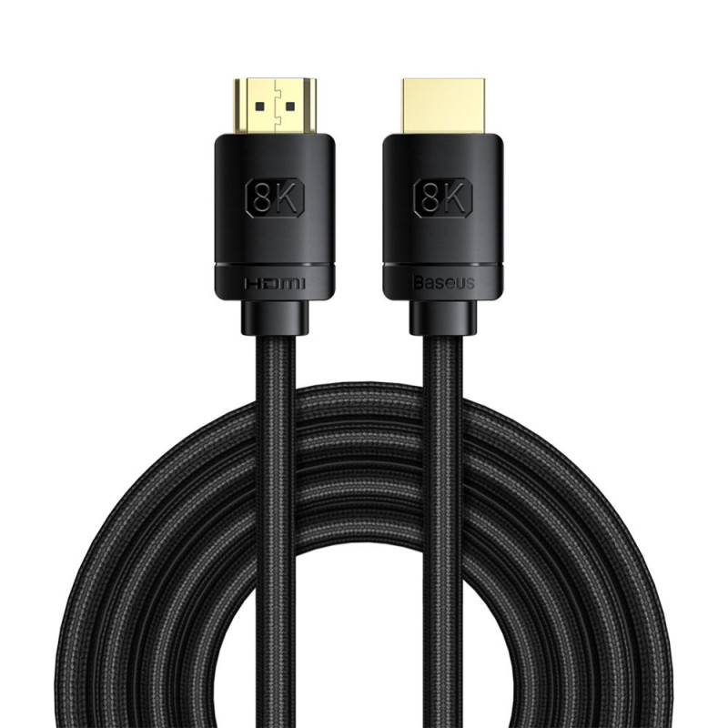 Bazinis kabelis HDMI 2.1 8K 60 Hz 48 Gbps / 4K 120 Hz / 2K 144 Hz 3D eARC QMS Dynamic HDR VRR ALLM 3 m juodas (CAKGQ-L01...