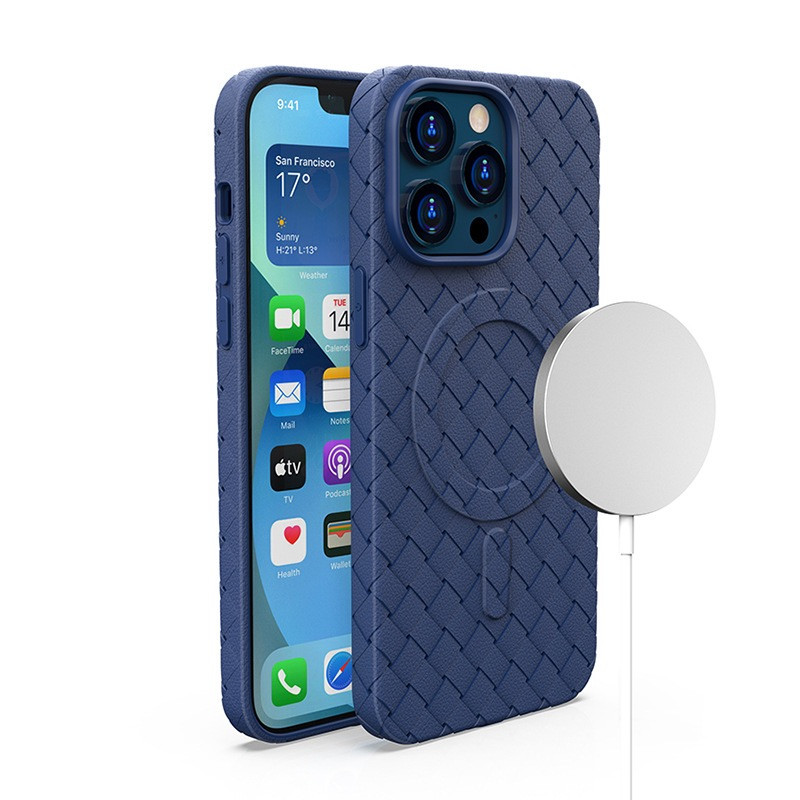 MagSafe Woven Case iPhone 13 Pro - tamsiai mėlyna