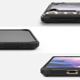 Ringke Fusion X Design šarvuotas dėklas su rėmeliu, skirtas Samsung Galaxy S21+ 5G (S21 Plus 5G) juodas (Ticket band) (X...