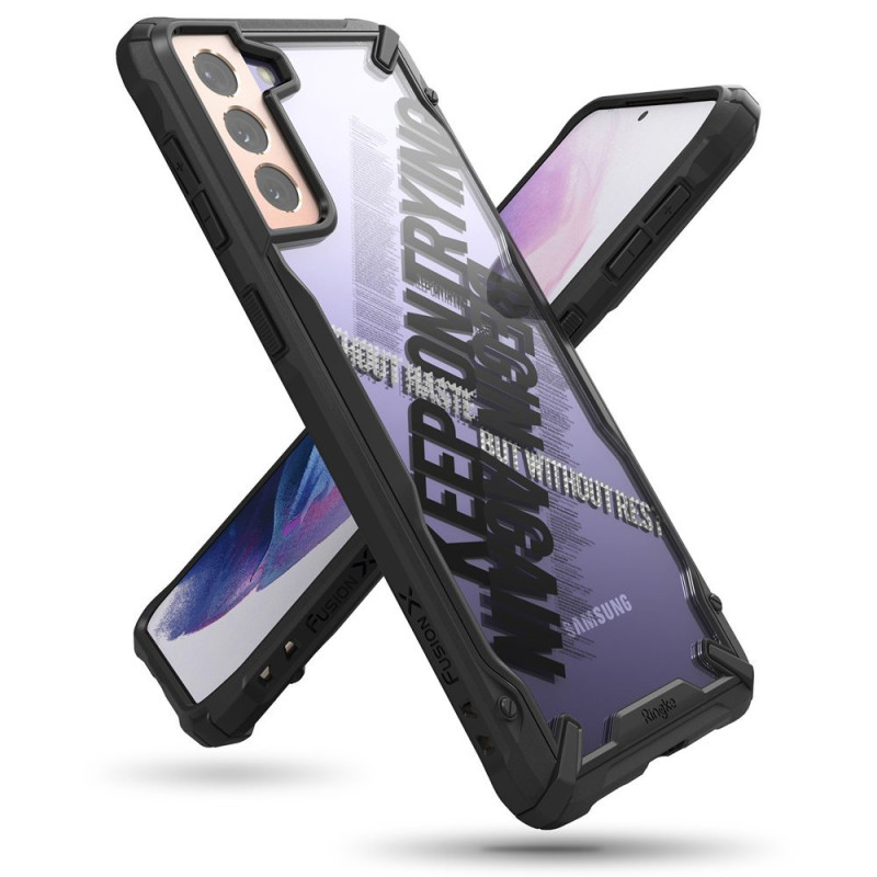 „Ringke Fusion X Design“ šarvuotas dėklas su rėmeliu, skirtas Samsung Galaxy S21+ 5G (S21 Plus 5G) juodas (kryžminis) (X...