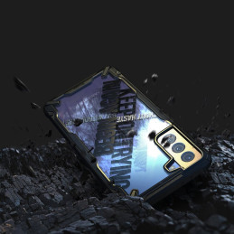 „Ringke Fusion X Design“ šarvuotas dėklas su rėmeliu, skirtas Samsung Galaxy S21+ 5G (S21 Plus 5G) juodas (kryžminis) (X...