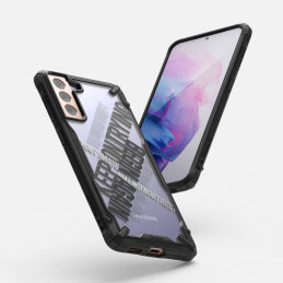 „Ringke Fusion X Design“ šarvuotas dėklas su rėmeliu, skirtas Samsung Galaxy S21+ 5G (S21 Plus 5G) juodas (kryžminis) (X...
