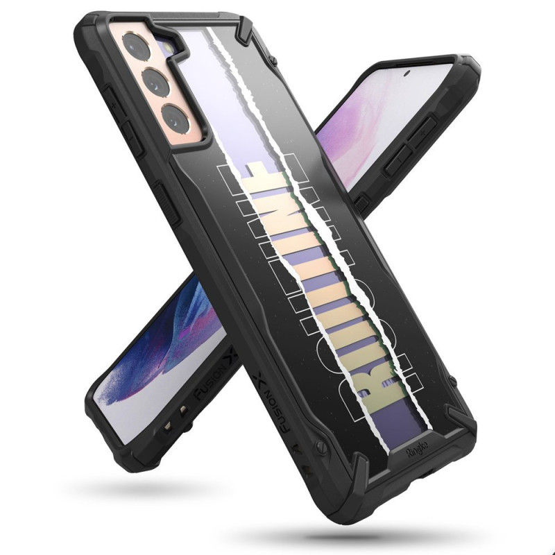 Ringke Fusion X Design šarvuotas dėklas su rėmeliu, skirtas Samsung Galaxy S21+ 5G (S21 Plus 5G) juodas (įprastas) (XDSG...